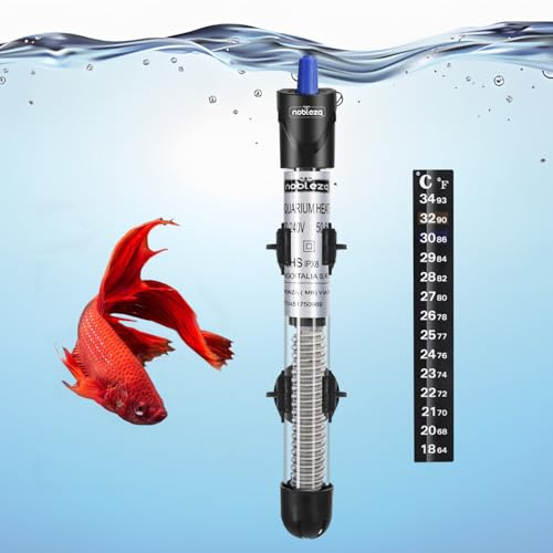 Nobleza - Riscaldatore per Acquario 30-100L, Riscaldamento dell'Acquario Sommergibile da 100W, Termostato Regolabile, Riscaldamento con Display a Temperatura (18-32°C)