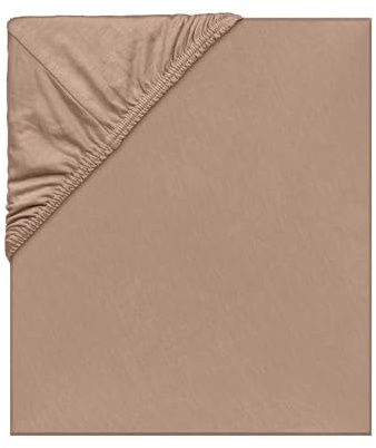 LÄSSIG Sábana Bajera Ajustable para Cuna de algodón Individual con Tencel™ Lyocell con Goma elástica/Fitted Sheet Brown