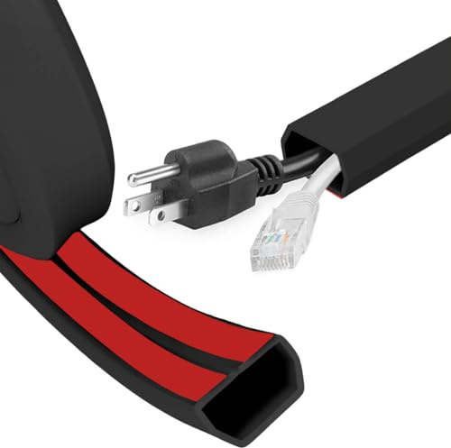Flexibel Selbstklebend Kabelkanal - 2 m PVC Flexibler Kabelschutz Boden für 2-4 Kabel, Flach, für Haus, Büro, Schule, Lager (Schwarz)