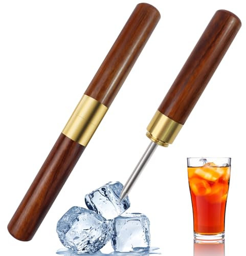 Eispickel, Edelstahl, mit Sicherheitsabdeckung, rutschfester Holzgriff, leicht zu greifen, geeignet für Küche, Barkeeper, Camping, Bar, Restaurant usw