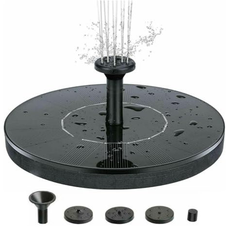 Fuente solar de jardín flotante en estanque con 4 boquillas, filtro y bomba, fuente de agua solar para estanques y piscinas