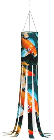 HD Japanischer Koi-Fisch-Druck, Halloween-Windsack, festliche Herbstdekoration, Geister-Design, Outdoor-Geister-Dekorationen