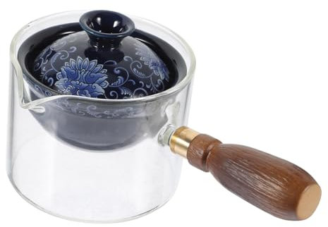 MOLUCKFU Tragbare Chinesische Teekanne Mit Seitlichem Griff Drehbar Hitzebeständig Mit Glas Keramikmaterial Für Heim Und Büro Für Losen Tee Und Kräutertee Genuss