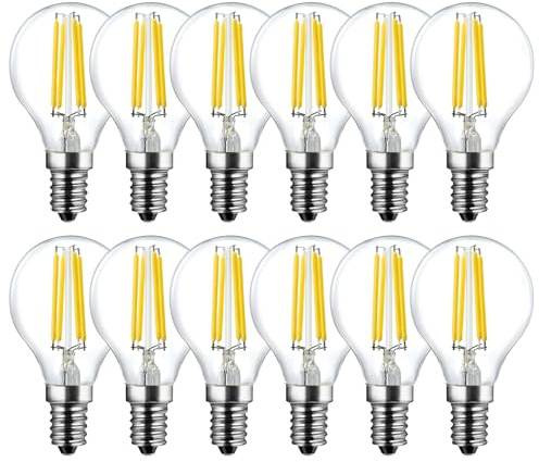 BRIMAX Ampoule LED E14 Dimmable Blanc Chaud 2700K G45 4W=40W | Lot de 12, 400LM, 220-240V, filament verre, idéal pour lampes de table, lampadaires, suspensions et appliques murales