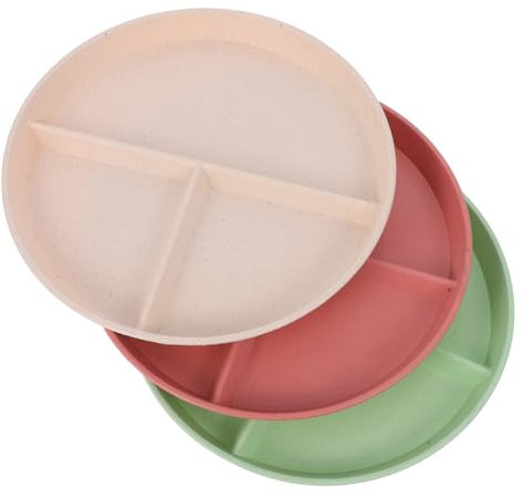 MUCKLILY 3stücke Fächerteller Mit Abschnitten Wiederverwendbares Serviertablett Geteiltes Essteller Für Küche Und Picknick Glatte Oberfläche Für Sicheren Gebrauch Multifunktionales