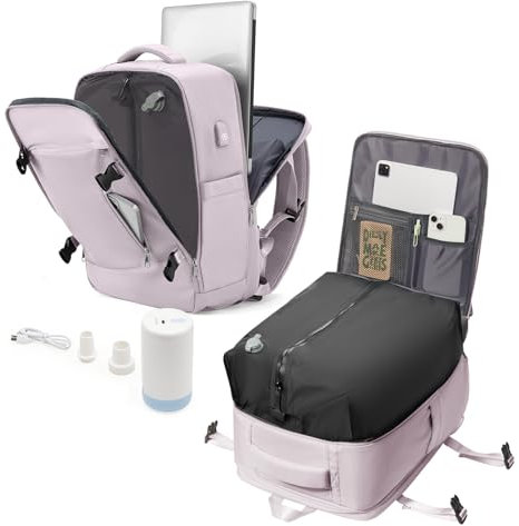 livbote Vakuum Rucksack Vakuumrucksack für Reisen Vacuum Backpack Travel Airbag Rucksack Handgepäck Flugzeug Vacpack Tasche Reiserucksack mit Vakuumsystem für Damen Herren, Rosa