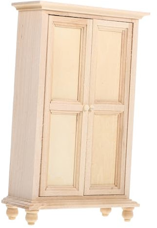 Toyvian Mini Möbel Kleiderschrank Für Puppenhaus Vintage DIY Holzschrank Miniatur Einrichtung Für Schlafzimmer Und Mikrolandschaften Zubehör Für Kreative Dekoration Und Fotografie