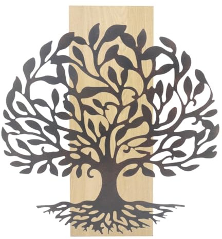 Générique Décoration murale d'Intérieur Arbre de Vie en métal de 60cm couleur Brun Noir Maison de Campagne