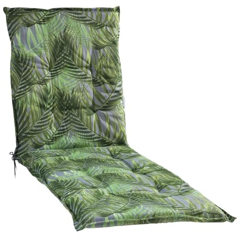 Generisch Liegenauflage - 190 x 60 cm - Grün - Baumwolle - Polyester - Palmenmotiv - Polsterauflagen für Sonnenliege Gartenliege