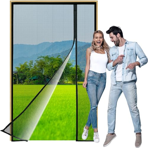 Zlhloj Apertura Laterale Zanzariera Magnetica, 270x300 cm Zanzariere Magnetiche, Chiusura Automatica, per Porte Finestre Balcone cantine, camere da letto e porte scorrevoli Nero