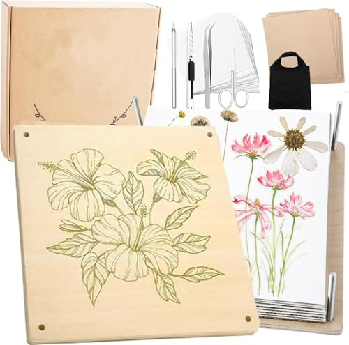 Grande pressa per fiori per adulti e bambini, 28 x 28 cm, kit di pressatura a 10 strati in legno con borsa portaoggetti, kit di stampa in legno fai da te, regalo per gli amanti delle arti e dei