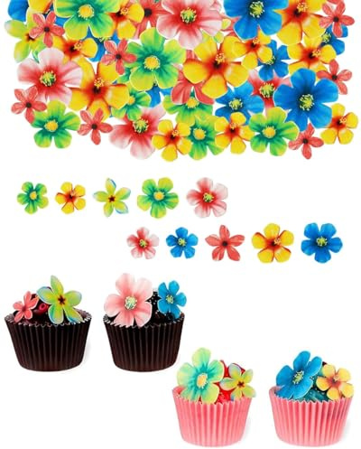 JUKOTA Fiori commestibili Cupcake Toppers, 70 Pezzi decorazioni commestibili per cupcake, Fiori Cake Toppers Festa di Compleanno Decorazione, decorazioni torte commestibili(fiori)