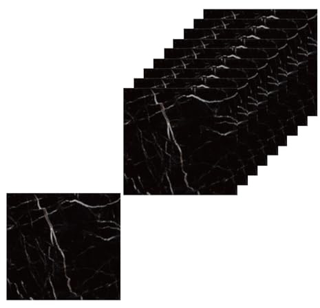 HOOZ Lot de 10 autocollants pour carrelage marbré noir – 30 x 30 cm – Carreaux adhésifs pour mur arrière de cuisine – Panneaux muraux de cuisine, chambre à coucher, salon, salle de bain
