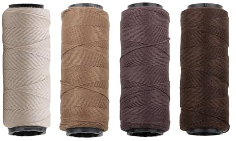 YFTRFR 4 Piezas Juego de Costura Profesional, Hilos para Tejer Cabello Hilos de Coser Marrón Café Extensiones de Pelo Herramientas Profesionales para Tejer Cabello para la Confección la Costura a Mano