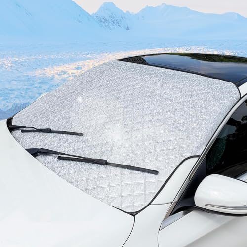 Dryxog Protection Pare Brise Couverture Pare Brise Voiture Style Porte à Clip Protection Soleil Voiture Repliable Matelassée Neige Glace Poussière Résistant aux UV Universelle pour Voitures et SUV