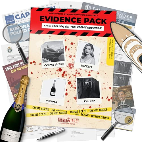 Murder Mystery Game – Cold Case Detective Kit & Crime Investigation – Solve Celebrity Murder on Luxury Cruise Ship – Immersive Evidence Pack with Online Clues – Game Night & Gift by Trench & Trilby