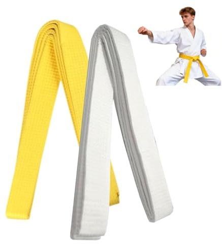 2er Set 220cm Taekwondo Gürtel, Judo Karate Gürtel, Professioneller Kampfsport Gürtel für Kinder und Erwachsene, für Karate, Judo, Taekwondo, Aikido