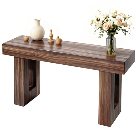 VEVOR Tavolino Console da Ingresso da 160 x 35 x 85 cm, Carico di 60 kg Rettangolare Stretto in Truciolato per Corridoio, Camera da Letto, Soggiorno, Tavolo Stretto Dietro Divano, Marrone
