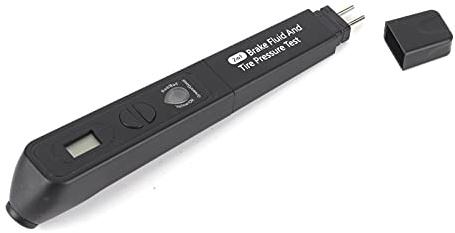 HELEVIA Comprobador de Presión de Neumáticos de Líquido de Frenos 2 en 1 con Indicador de 5 LED, Comprobador de Calidad de Aceite Portátil de Alta Precisión para Seguridad del