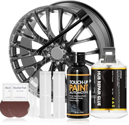 WEILAOK Reparation Jante, Kit Reparation Jantes Aluminium, Stylo Retouche Jante Alu, Kit de Réparation de Rayures de Roue en Alliage pour Réparer Les Rayures, Les Bosses en Alliage, Noir