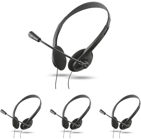 Trust Primo Cuffie con Microfono Leggere, Connessione 3,5 mm, Cavo 1,8 m, Auricolari con Filo, Headphones Cablato per PC, Computer, Portatile, Laptop, Macbook, Ufficio, Teams, Skype, Zoom - Nero