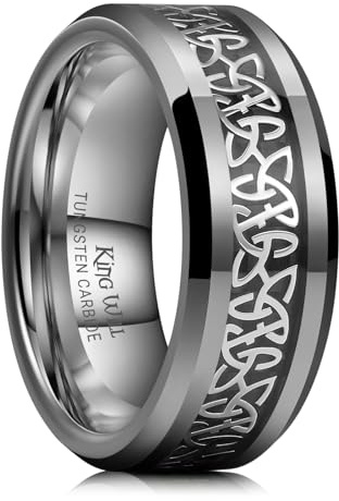 King Will Classic Wolframcarbid-Ring mit keltischem Knoten-Inlay, 8mm Ehering für Männer, Komfort-Fit Verlobungsring