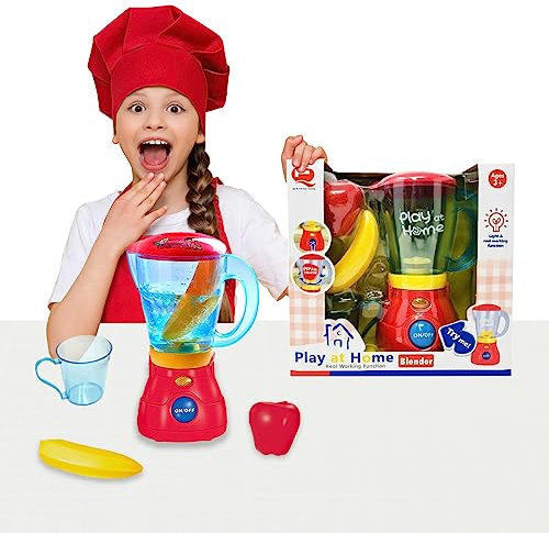 koolbitz Simulation Juicer Blender Toy, Pretend Play Kitchen Set With Realistic Light & Sound, Educational Role Play Gift For Kids Age 3+