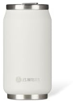 LES ARTISTES Paris A-1857, Lata isotérmica, Termo 280 ml, Botella isotérmica sin BPA, Reutilizable, Boquilla abatible con Paja, Acero Inoxidable, diseño Blanco
