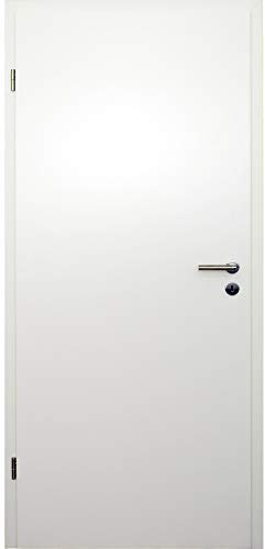 HORI® Zimmertür Komplettset mit Zarge und Edelstahl Türdrücker I Innentür CPL Weiß I Größen und BB- oder WC-Schloss wählbar I 1985 x 735 x 100 mm I DIN links