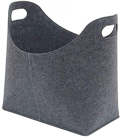 Foldable Felt Fireplace Firewood Basket,Portable Log Bag,Fireside Wood Carrier Holder Bag,Newspaper Magazine Storage Rack,Shopping Bag Hamper Storage Basket(Dark Grey)
