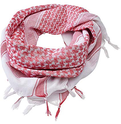 Brandit Shemag halsduk, palestinsk arfat-duk, 110 x 110 cm, 100% bomull – många färger, Röd-vit, 110x110