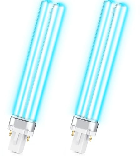 Kittmip UV UV-C Light Bulbs 9W G23 Base Replacement Bulb for Outdoor Pond Clarifier Lamp Compatible with UVE9 CF400 CF500 UVCP-9 JUP-01 303B 304B R18 R18D R2000 (2, G23 Base)