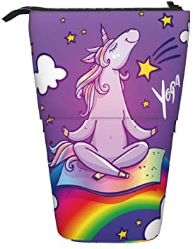 Teleskopisch Mäppchen Nettes Einhorn, Das Yoga Tut Schulmäppchen Tragbare Federtasche Multifunktions Federmappe Für Büro Mädchen College