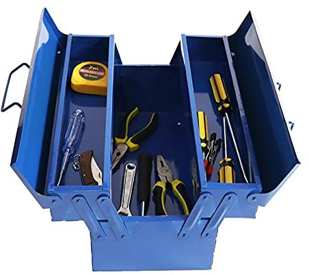 Werkzeugbox/Werkzeugkästen Kleiner Werkzeugkasten Metall Aufbewahrungskoffer mit 3-Lagen-Faltungsfächern Tragbare Reparatur-Hardware Elektriker Haushaltsorganizer Toolbox Werkzeugaufbewahrung