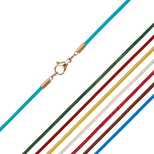 Auroris Farbige Echtleder Kette 2mm mit Karabinerverschluss aus Edelstahl in Rosé