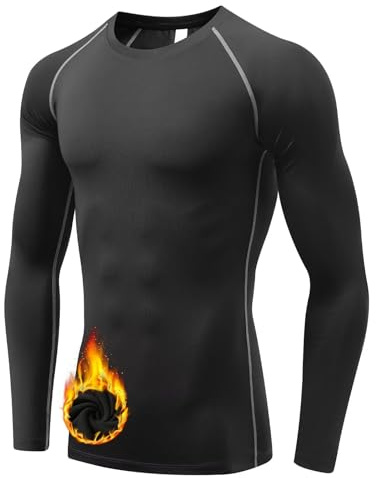 Sillictor Mens Thermal Top Long Sleeve Quick Dry Cycling Running Base Layer Mens Ski Underlayer Fleece Compression Sports Hiking Football Training T Shirts High Wicking Muscle Support 3235 Black S