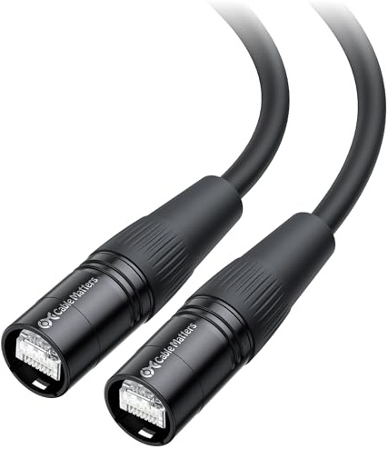 Cable Matters Shielded Cat6 Ethernet Cable Compatible with EtherCON RJ45 Connectors in Black - 20 ft for Professional Audio, Video, and Networking Applications