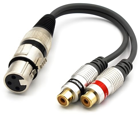 VITALCO XLR hona till 2 x RCA hona adapter 3 PIN mikrofon till dubbel RCA-kontaktkabel