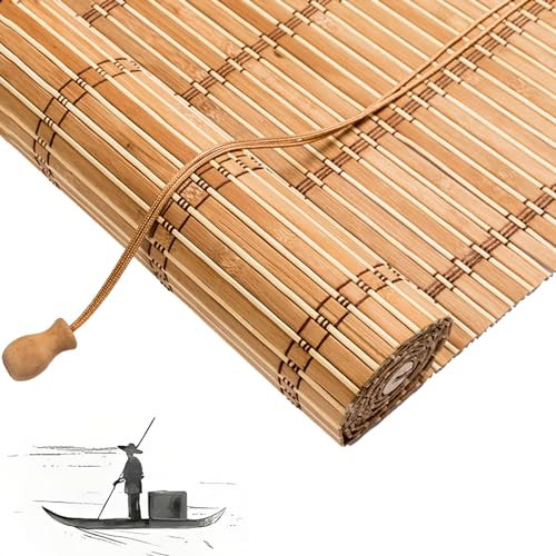Sh000ad Tende a Rullo in bambù retrò,Tapparella Avvolgibile per Finestre,Tende a Pacchetto,Cortina di bambù Oscuranti,Parasole Privacy per Interno/Esterno Balcone, Larghezza x Altezza (80cm x 150cm)