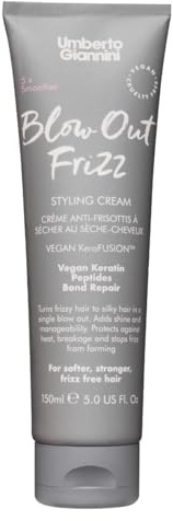 Umberto Giannini Blow Out Frizz Hair Styling Cream with Heat Protection 230°C - Vegan Keratin Bond Repair Formula 150ml
