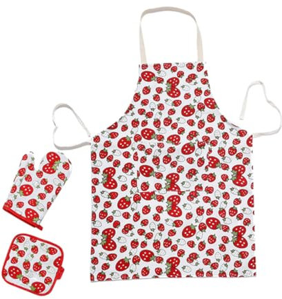 Zerodeko 3-Teiliges Set Schürze Ofenhandschuhe Topflappen Ofenschürzen hängende Nackenschürzen leinengardine leinentücher Backhandschuhe Küchenschürze Küchenwaren Haushalt