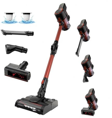 MeLtor Lavapavimenti Senza Filo 5 in 1 Portatile, 200ml Serbatoio dell’acuqa Scopa Elettrica Che Aspira E Lava per Pavimento Tappeti Peli Animali e Gli Interni delle Auto