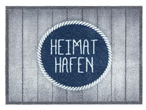 Hochwertige Brush Fussmatte Haustür - Heimathafen Holz 50x70cm rechteckig | Rutschfeste Schmutzfangmatte wetterfest außen Fußmatte innen waschbare Türmatte robust Eingangsbereich Bürstenmatte langlebig