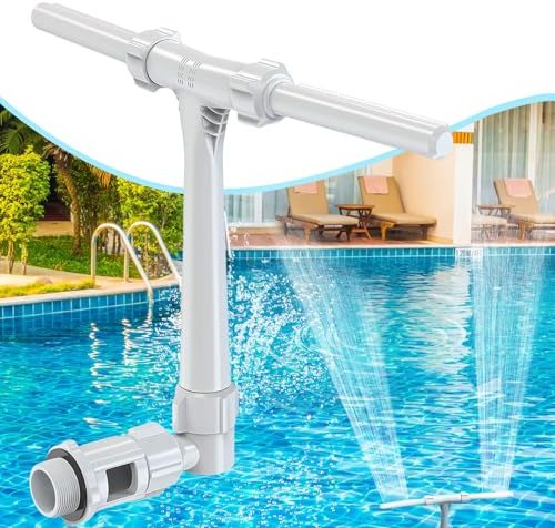 Benustra Inground Pool Springbrunnen, Doppelsprüh-Wasserfallbrunnen für ober- und innenliegende Pools, einstellbarer Druck, Wasserfall-Sprinkler-Springbrunnen für Kühlung und Spa, Entspannung