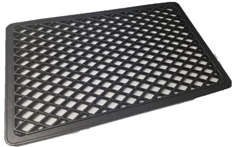 AMT Gastroguss GN 1/1 BBQ-Grillrost offen als Wendeplatte, 53 x 32,5 cm, mit BBQ-Muster auf beiden Seiten (doppelt nutzbar), Aluminiumguss, Lotan® Antihaft-Veredelung, AMZN-15333BBQ-DR