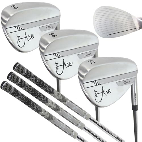 Premium smidd golfkil 3-delat set – heltäckande spår + fräst ansiktsgolfkilar för män 52 56 60 graders set med sladdgrepp för ökad kontroll och komfort