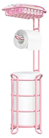 TreeLen Porta carta igienica da terra rosa – Dispenser per rotoli da bagno – Stoccaggio per 4 rotoli mega, telefono e salviette