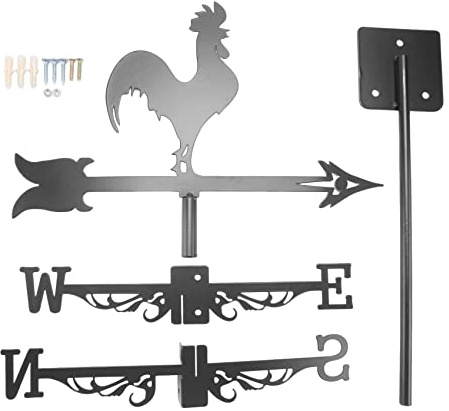 Quystetes Veleta de Gallo - Silueta de Veleta de Gallo Retro - Indicador de DireccióN del Viento para Granja Patio Al Aire Libre