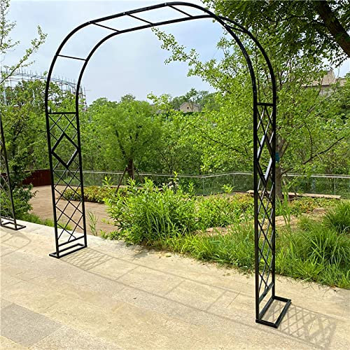 Arche de jardin en fer forgé pour plantes grimpantes élégante pour pelouse, terrasse, mariage et soirée romantique, installation facile, 340 cm, noir