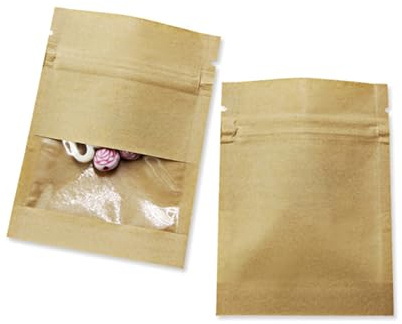 100 braune wiederverwendbare Münzumschläge mit Sichtfenster,Tüten Samentüten für Saatgut Heat Seal Pakete für Münzen Blume Samen Lagerung Probe Taschen Briefmarken7x9cm